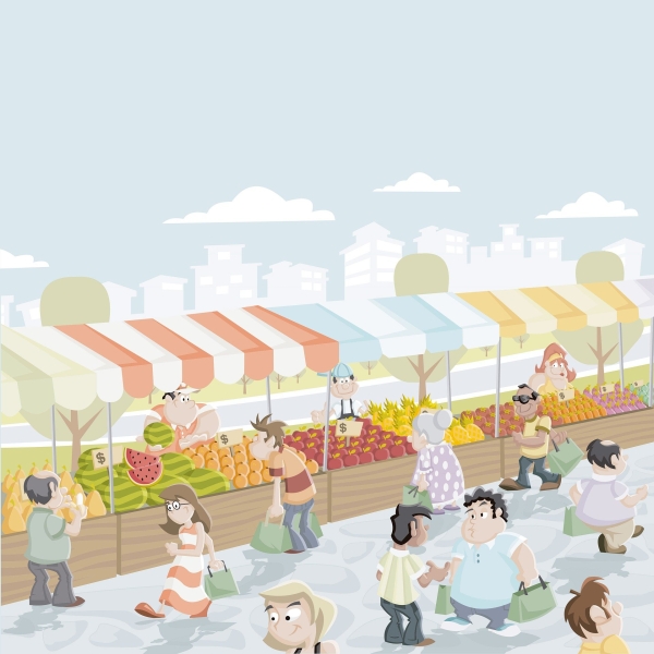 Illustration représentant un marché